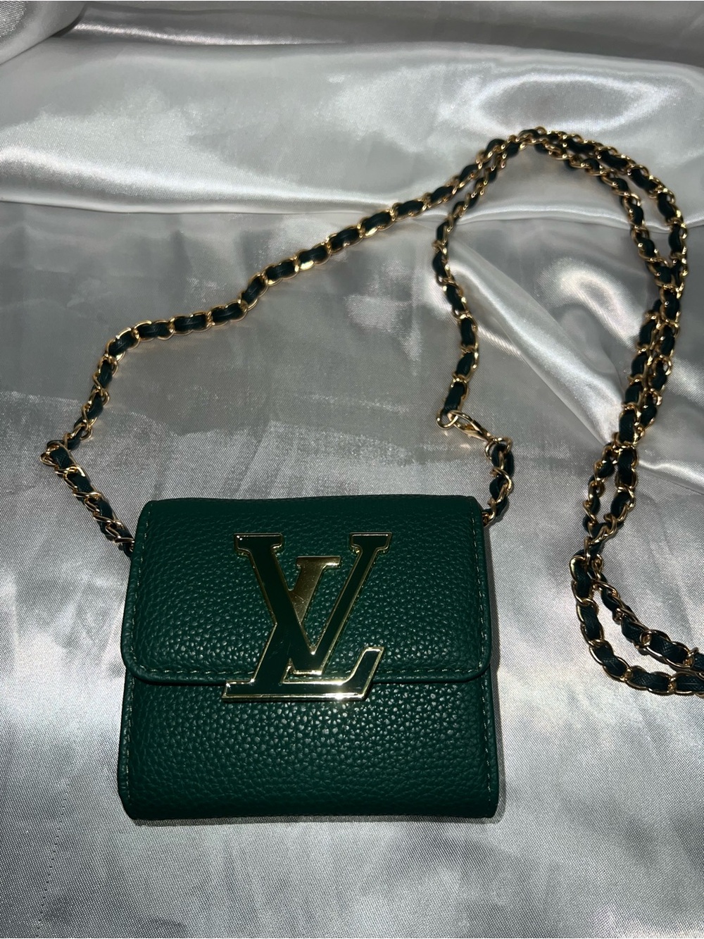 New inspired Green Leather Chain Wallet Shoulder Bag